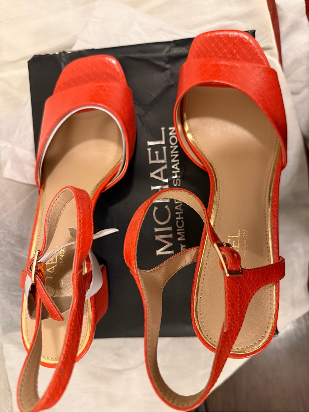 Michael Shannon Orange Open-Toe Slingback Heels